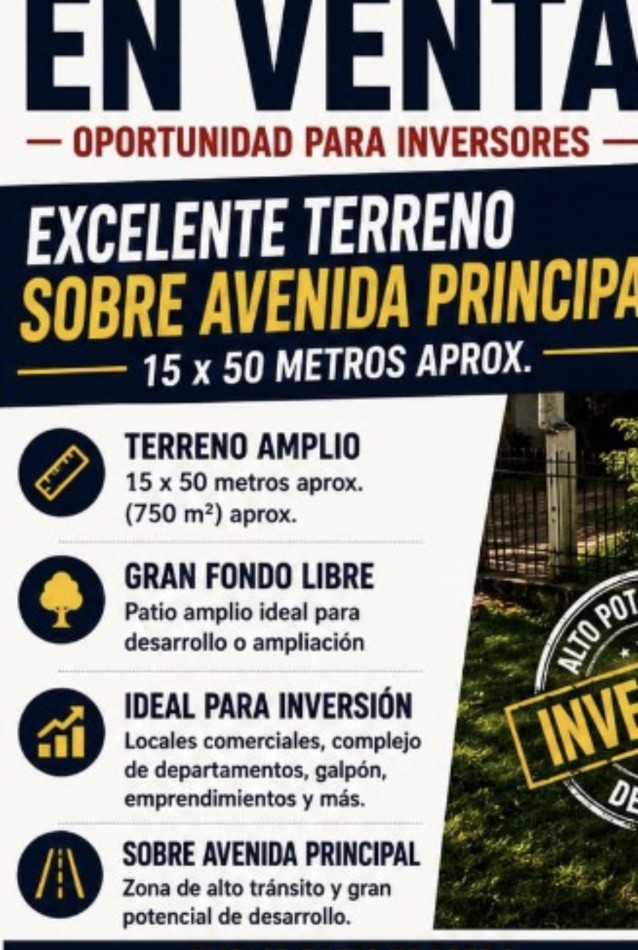 Terreno sobre avenida principal en Eldorado, Misiones - Excelente oportunidad de inversion